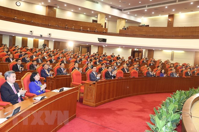 Hội nghị Ban Chấp hành Trung ương Đảng giữa nhiệm kỳ khóa XIII đã thành công tốt đẹp. Ảnh: TTXVN