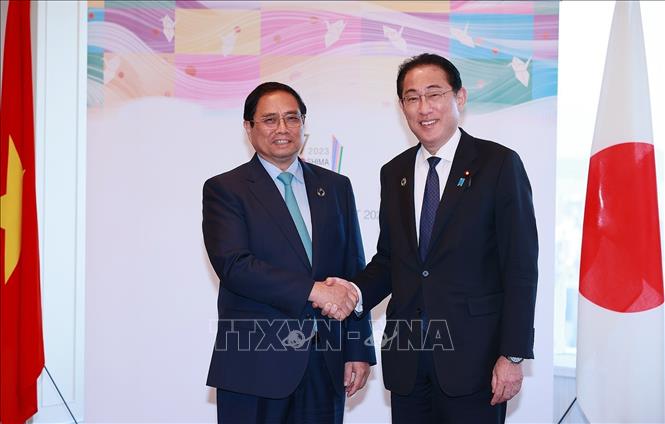Thủ tướng Phạm Minh Chính hội đàm với Thủ tướng Nhật Bản Fumio Kishida. Ảnh: Dương Giang/TTXVN