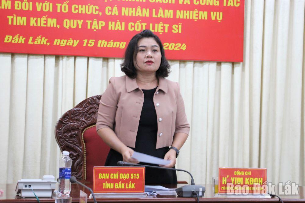 Phó Chủ tịch UBND tỉnh HYim Kđoh tham gia phát biểu tại điểm cầu Đắk Lắk.