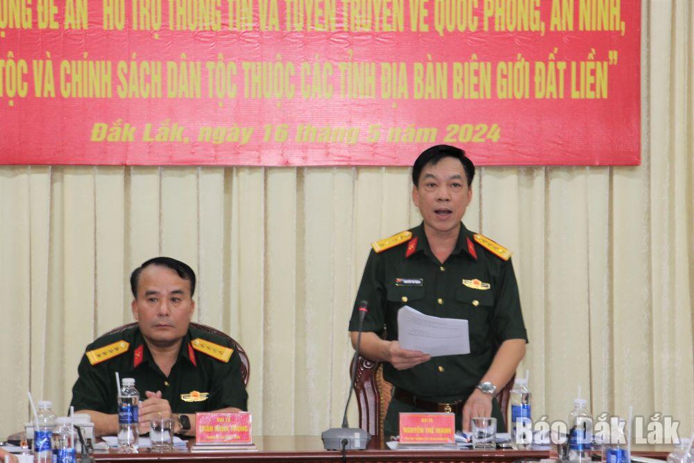 Đại tá Nguyễn Thế Mạnh, Phó Cục trưởng Cục Tuyên huấn phát biểu tại tọa đàm.