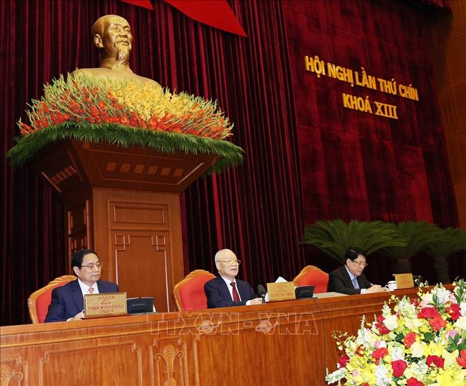 Tổng Bí thư Nguyễn Phú Trọng chủ trì và phát biểu bế mạc Hội nghị Trung ương lần thứ 9, khóa XIII. Ảnh: Trí Dũng/TTXVN