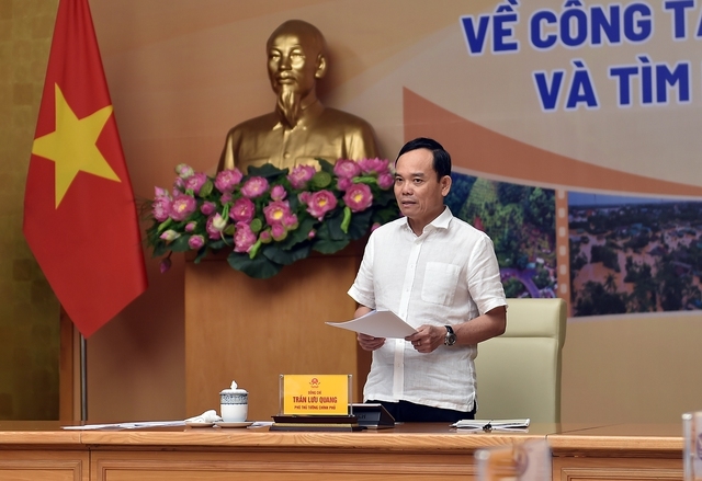 Phó Thủ tướng Chính phủ Trần Lưu Quang, Trưởng Ban chỉ đạo quốc gia về phòng, chống thiên tai phát biểu tại hội nghị. (Ảnh: Chinhphu.vn)