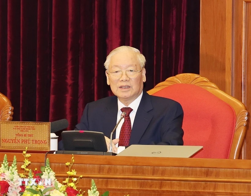 Tổng Bí thư Nguyễn Phú Trọng phát biểu khai mạc Hội nghị Trung ương lần thứ chín, khóa XIII. Ảnh: TTXVN