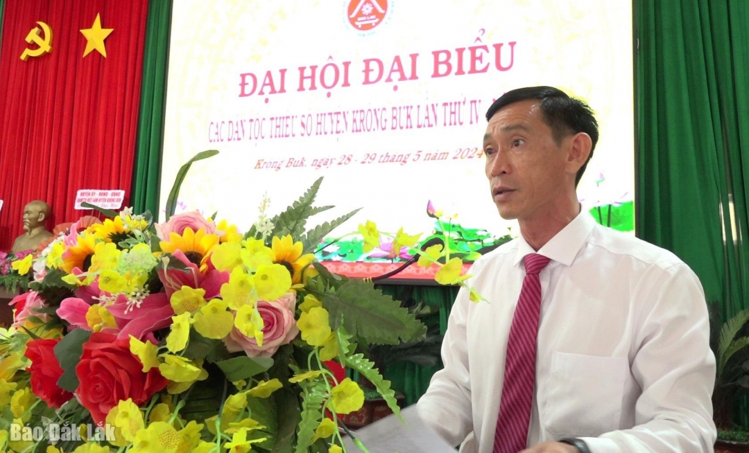 Bí thư Huyện ủy Nguyễn Hải Đông phát biểu chỉ đạo tại Đại hội.