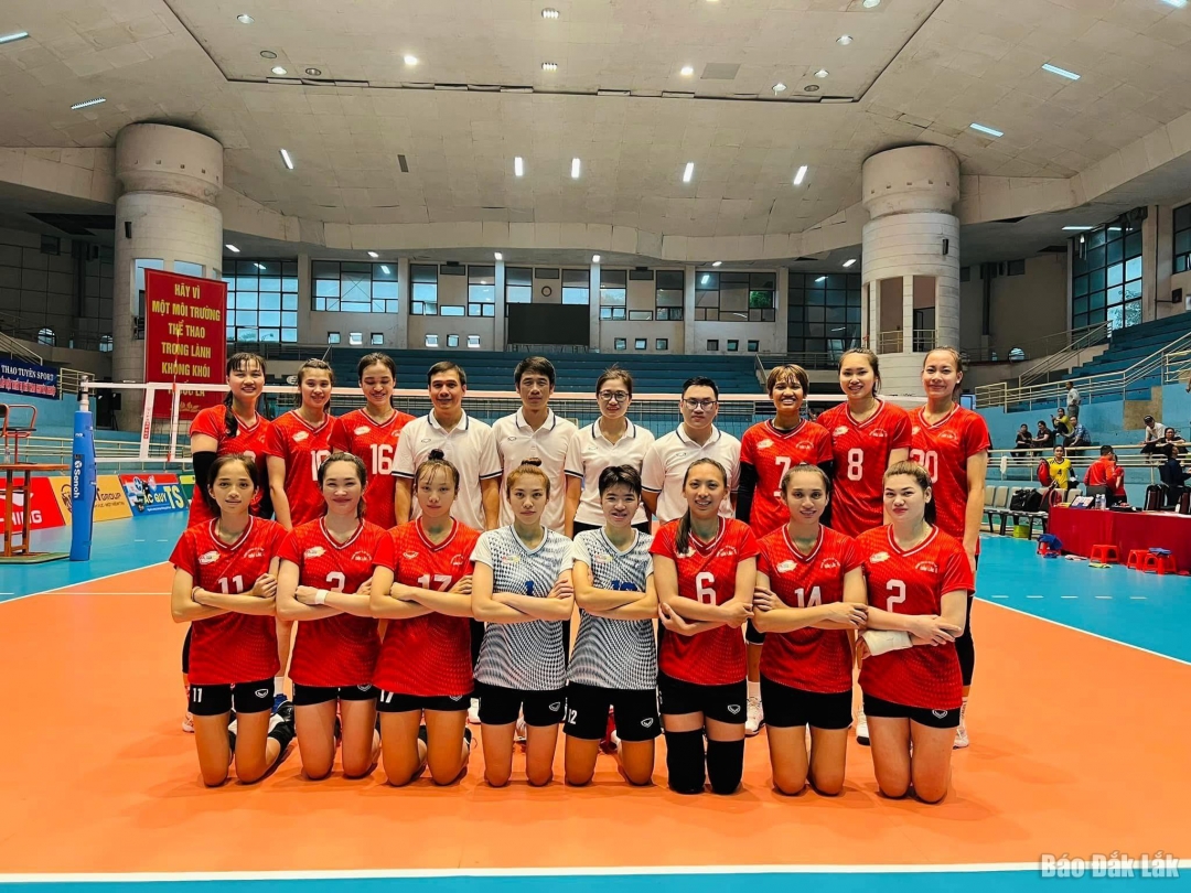 Các nữ cầu thủ Đắk Lắk đang chơi tại giải bóng chuyền hạng A từng trưởng thành từ tuyến năng khiếu. Ảnh minh họa