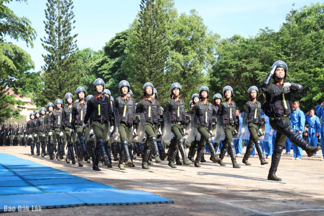 Các chiến sĩ tham gia duyệt đội ngũ...