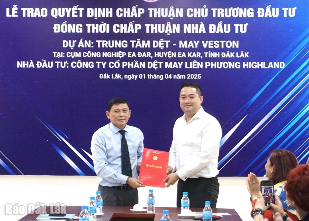 UBND tỉnh đã phê duyệt quyết định chủ trương đầu tư cho 6 dự ánTrung tâm Dệt - May Veston (Cụm Công nghiệp Ea Đar, huyện Ea Kar).