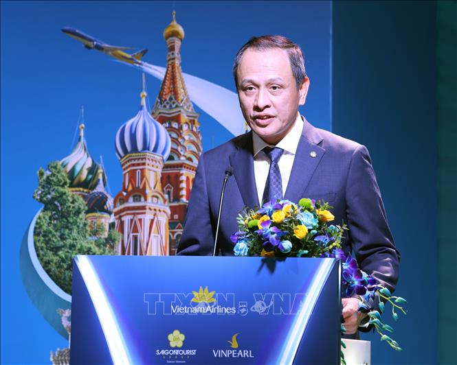 Tổng Giám đốc hãng hàng không Vietnam Airlines Lê Hồng Hà phát biểu. Ảnh: Thống Nhất/TTXVN