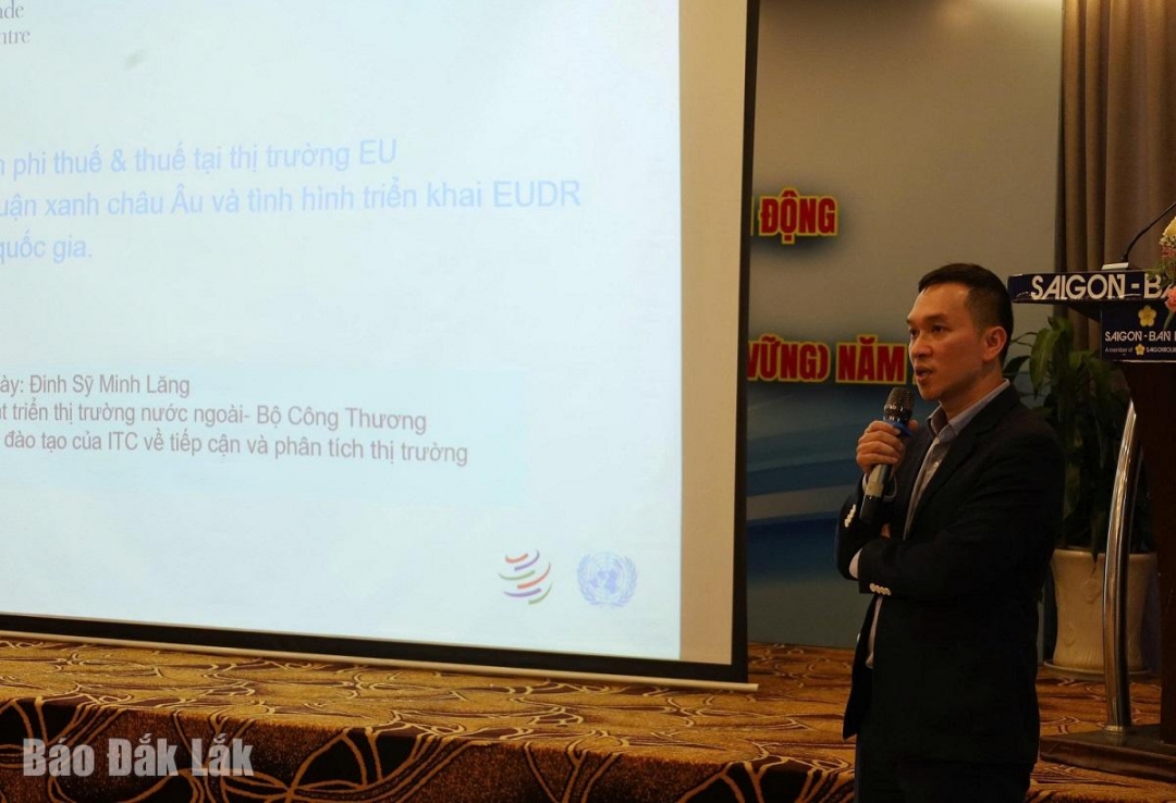 Ông Đinh Sỹ Minh Lăng, chuyên viên Vụ phát triển thị trường nước ngoài (Bộ Công Thương) thông tin về bối cảnh và cơ hội từ EVFTA cho doanh nghiệp.