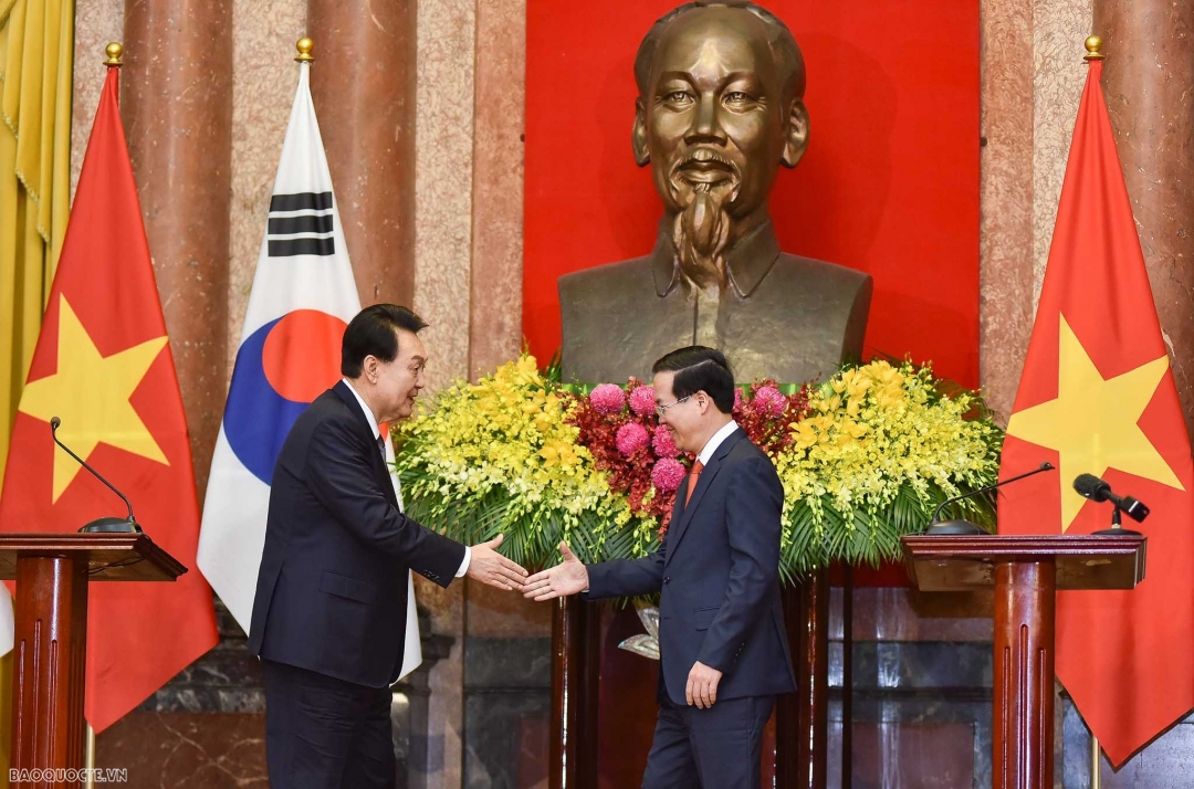 Tổng thống Yoon Suk Yeol tin rằng, thông qua chuyến thăm cấp Nhà nước này sẽ giúp phát triển và củng cố hơn mối quan hệ đối tác chiến lược toàn diện giữa hai nước. Ảnh: Baoquocte.vn