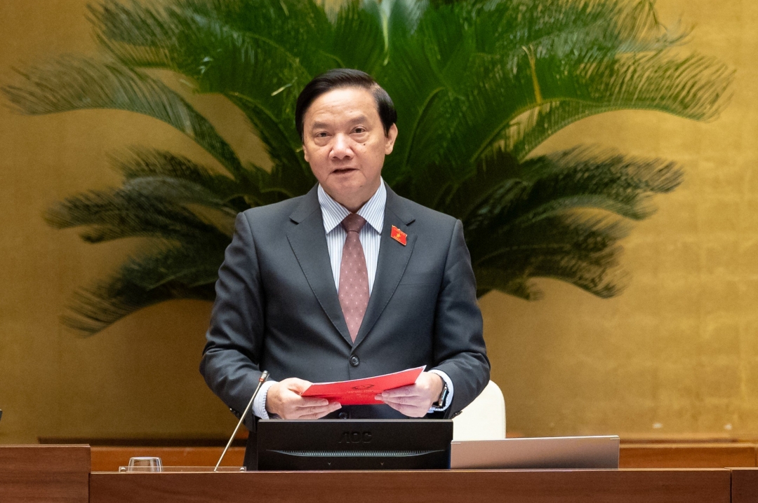 Phó Chủ tịch Quốc hội Nguyễn Khắc Định phát biểu kết luận phiên thảo luận. Ảnh: quochoi.vn