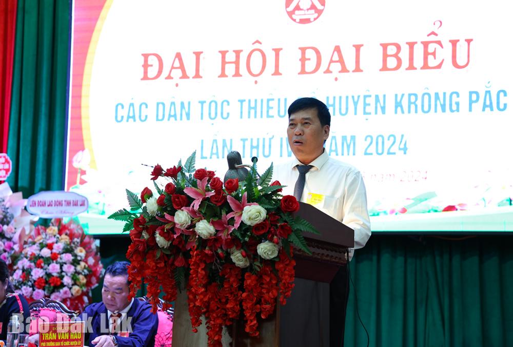 Trưởng Ban Dân tộc tỉnh, Phó Trưởng Ban Thường trực Ban chỉ đạo Đại hội Đại biểu các DTTS tỉnh Nguyễn Kính phát biểu chỉ đạo đại hội.
