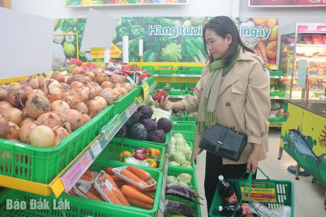 Người tiêu dùng mua sắm tại cửa hàng Bách hóa xanh.
