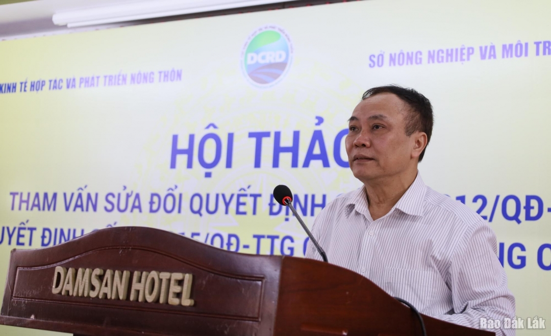 Ông Lê Đức Thịnh, Cục trưởng Cục Kinh tế hợp tác và Phát triển nông thôn phát biểu khai mạc hội thảo.