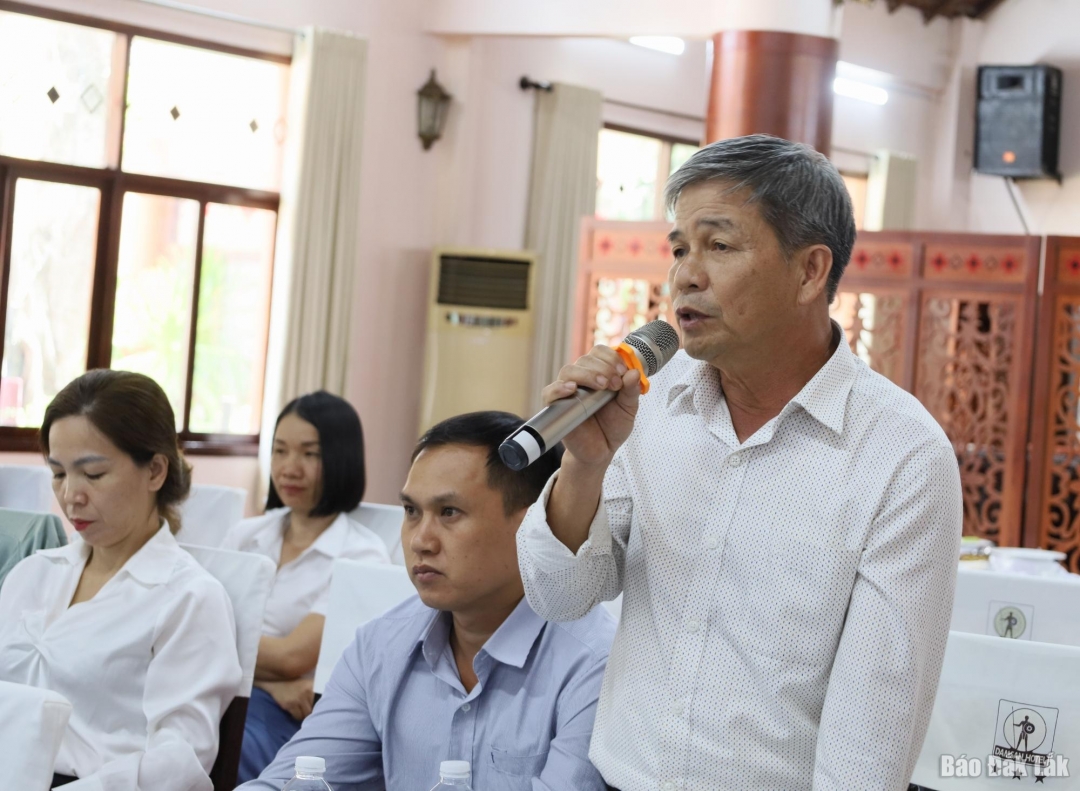Đại diện hợp tác xã trên địa bàn tỉnh Đắk Lắk phát biểu ý kiến.