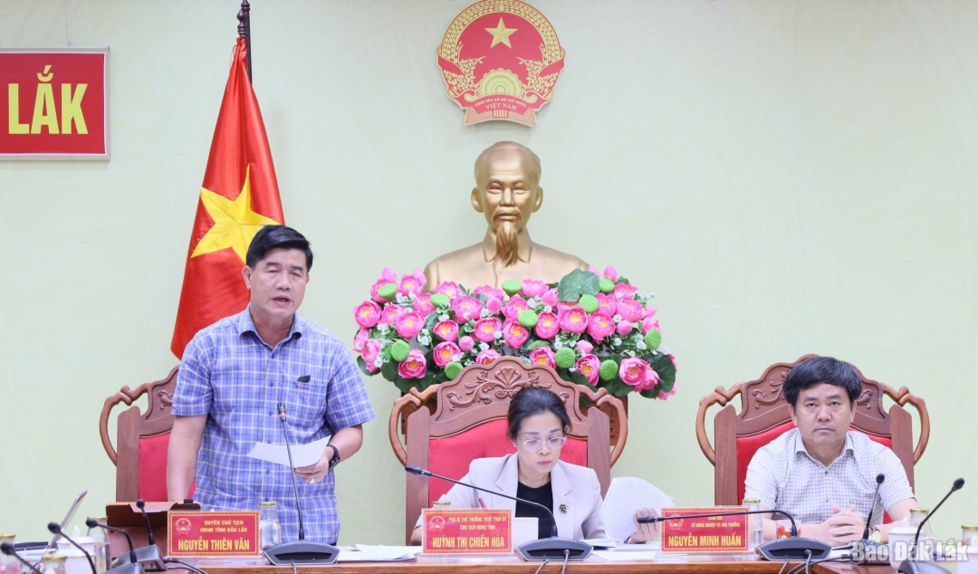 Nguyễn Thiên Văn, Quyền Chủ tịch UBND tỉnh phát biểu ý kiến tại điểm cầu Đắk Lắk.