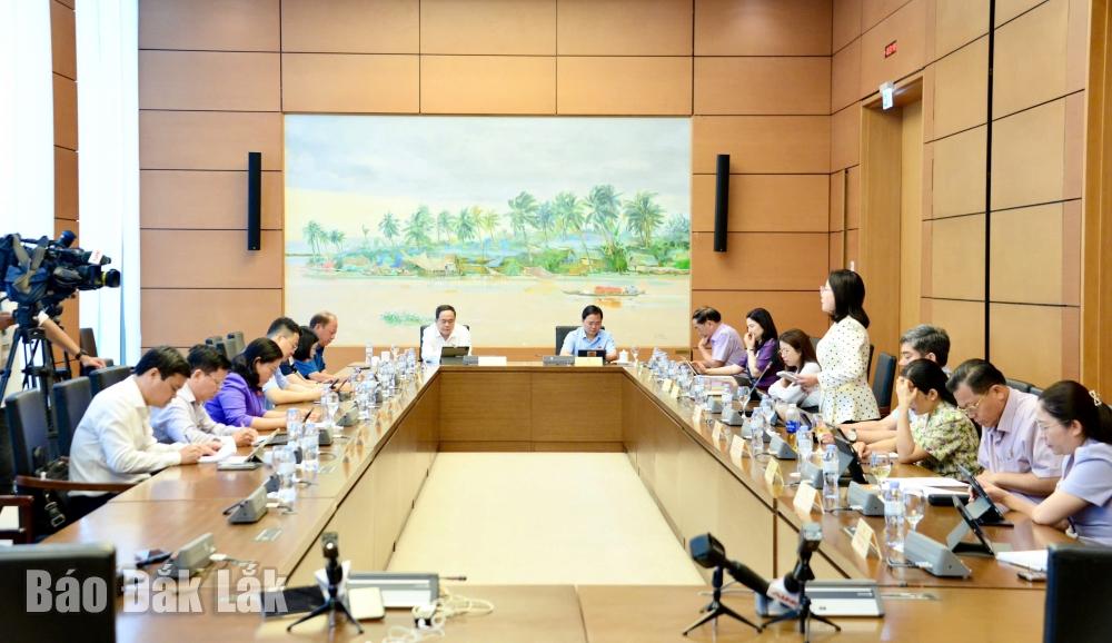 Quang cảnh phiên thảo luận tại Tổ 13. (Ảnh do Đoàn ĐBQH tỉnh cung cấp)