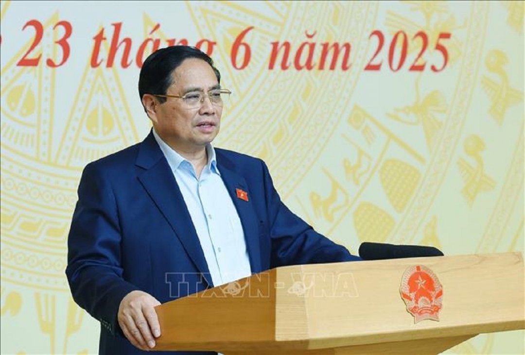Thủ tướng Chính phủ Phạm Minh Chính phát biểu tại hội nghị. (Ảnh: TTX Việt Nam)