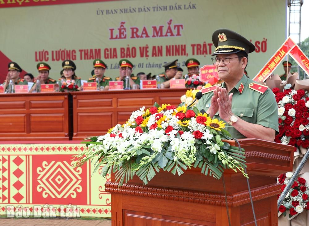 Thiếu tướng Lê Vinh Quy, Giám đốc Công an tỉnh phát biểu.