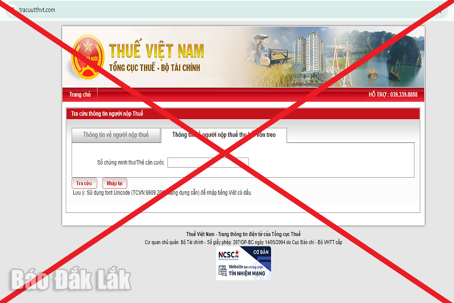 Tổng cục Thuế cảnh báo website giả mạo có tên miền https://tracuutthvt.com/.