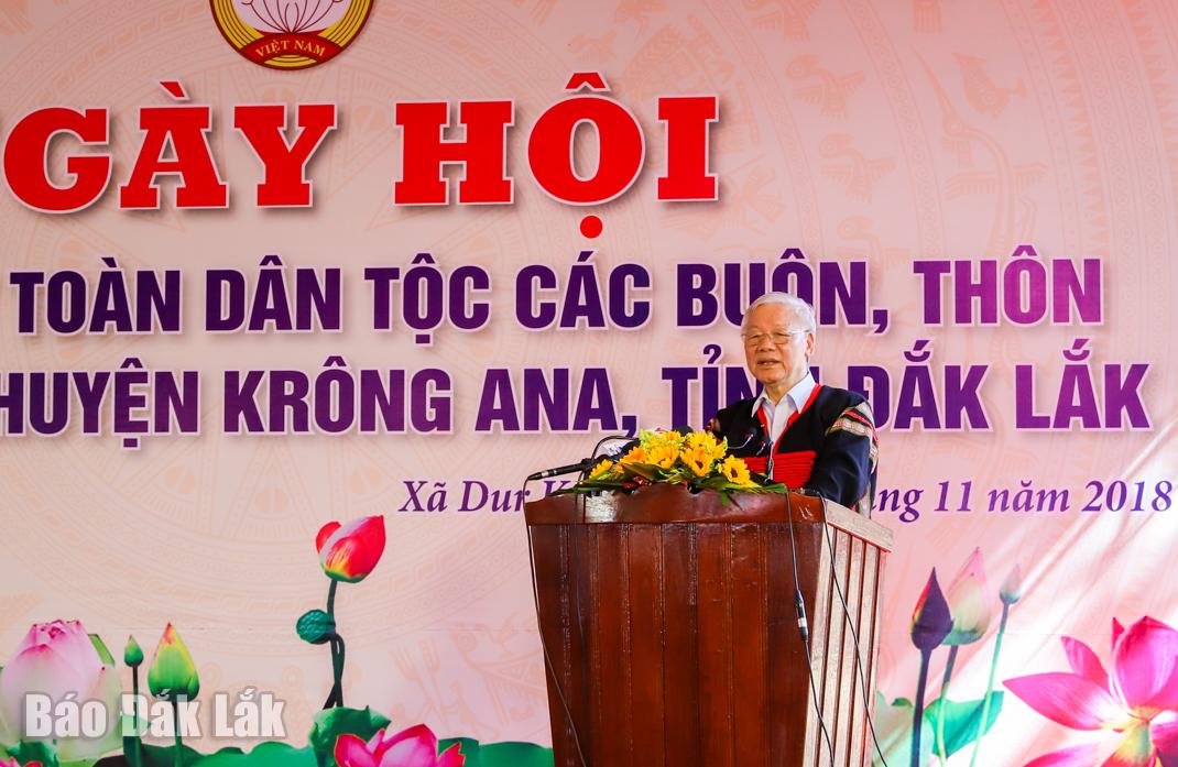 Đồng chí Tổng Bí thư Nguyễn Phú Trọng phát biểu tại Ngày hội. Ảnh: Hoàng Gia 