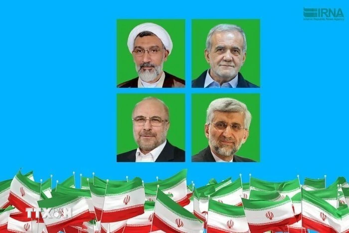 Hai ứng viên tranh cử Tổng thống Iran: cựu Trưởng đoàn đàm phán hạt nhân Saeed Jalili (phải, ảnh dưới) và cựu Bộ trưởng Y tế Masoud Pezeshkian (phải, ảnh trên) dẫn đầu trong vòng 1 cuộc bầu cử Tổng thống. Ảnh: IRNA/TTXVN