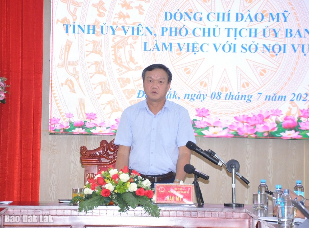 Phó Chủ tịch UBND tỉnh Đào Mỹ phát biểu chỉ đạo tại buổi làm việc.