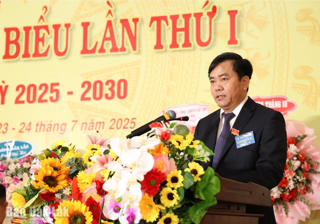Nguyễn Minh Huấn, Giám đốc Sở Nông nghiệp và Môi trường phát biểu chỉ đạo đại hội.