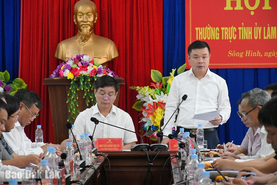 Phó Bí thư Tỉnh ủy Đỗ Hữu Huy phát biểu tại buổi làm việc.