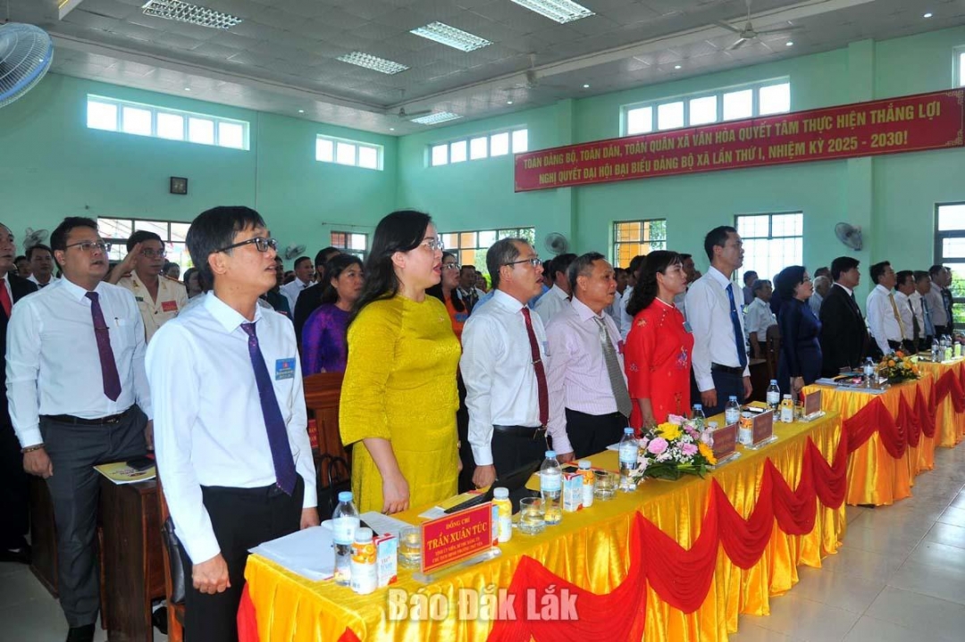 Các đại biểu tham dự đại hội thực hiện nghi lễ chào cờ. 