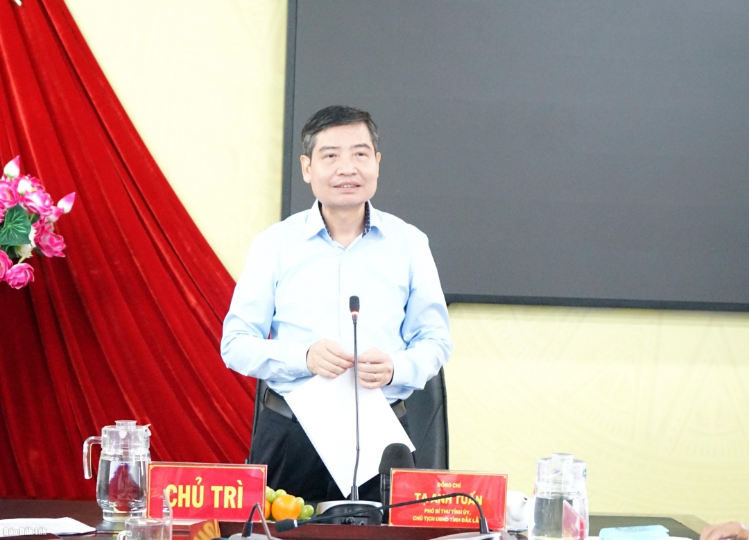 Chủ tịch UBND tỉnh Tạ Anh Tuấn phát biểu chỉ đạo tại buổi làm việc