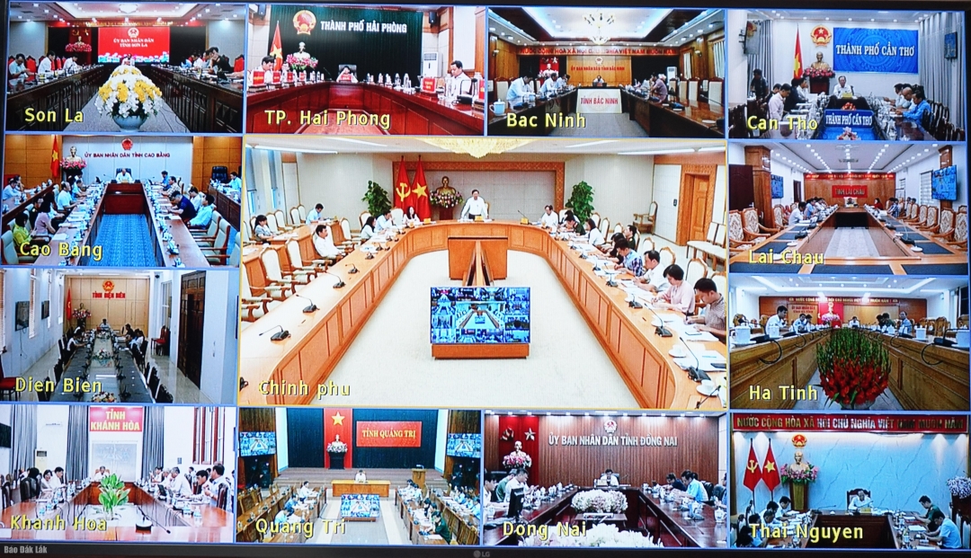 Các địa phương tham dự hội nghị tại các điểm cầu. (Ảnh chụp màn hình)