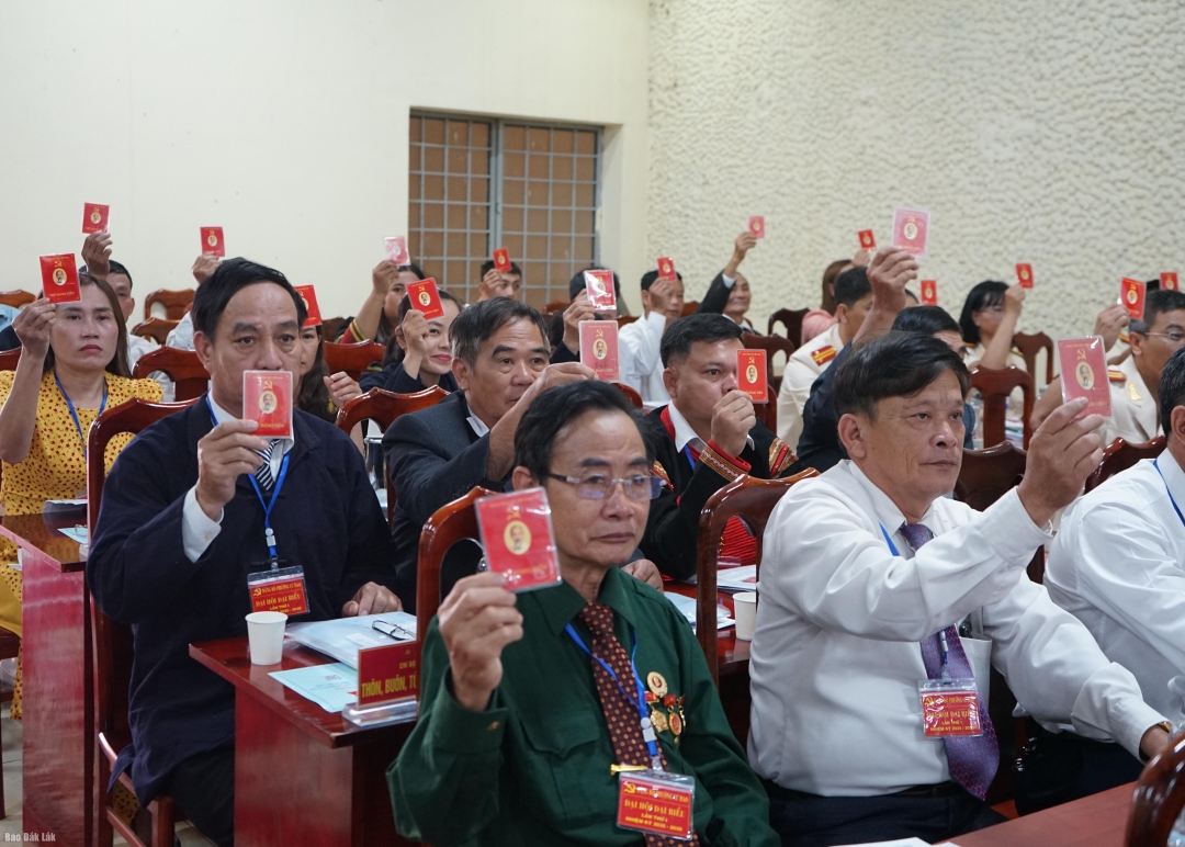 Đại biểu biểu quyết thông qua các nội dung tại Đại hội