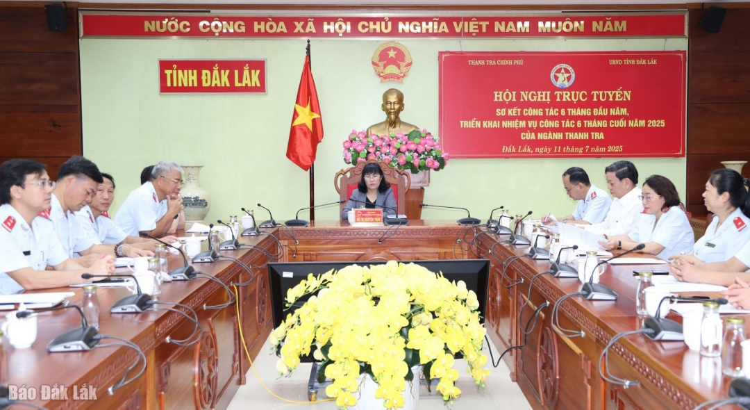 Các đại biểu dự hội nghị tại điểm cầu tỉnh Đắk Lắk.