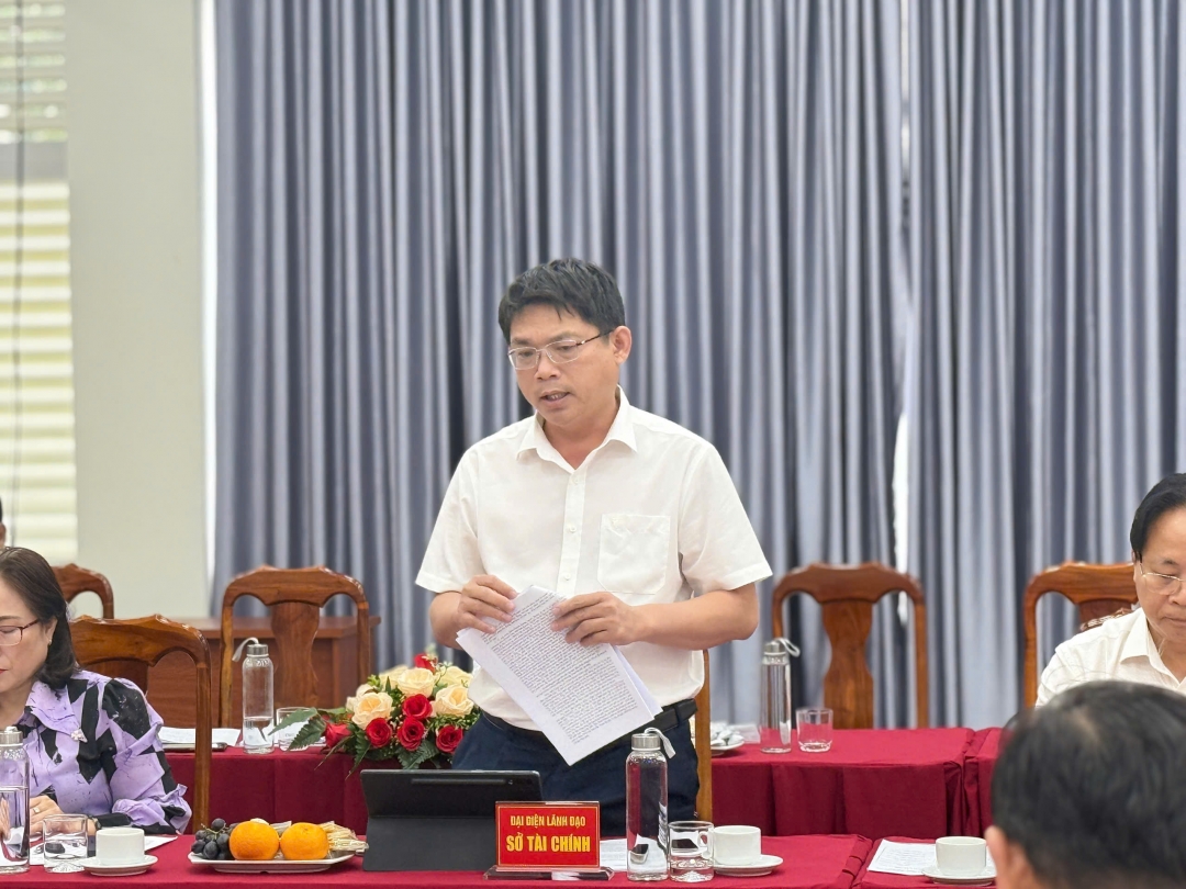 Phó giám đốc Sở Tài chính phát biểu tại buổi làm việc. Ảnh: Thanh Xuân