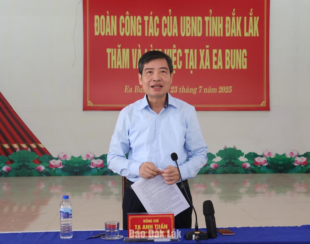 Chủ tịch UBND tỉnh Tạ Anh Tuấn phát biểu tại buổi làm việc