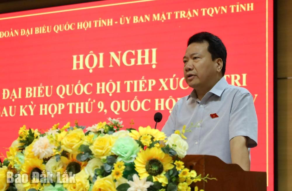 Đại biểu Ngô Trung Thành, Phó Chủ nhiệm Ủy ban Pháp luật và Tư pháp của Quốc hội thông báo đến cử tri kết quả của Kỳ họp thứ 9, Quốc hội khóa XV.