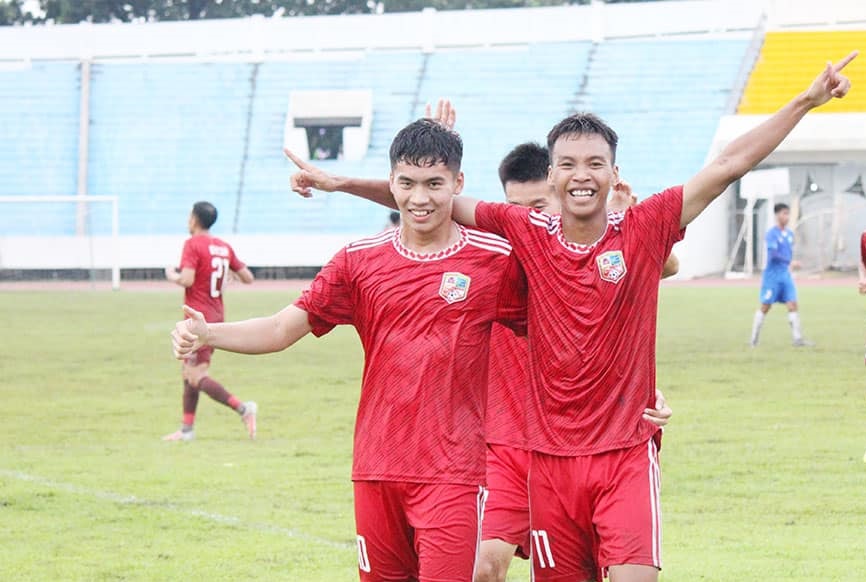 Các cầu thủ Đồng Nai đoạt vé lên chơi tại Giải hạng Nhất, mùa bóng 2024.