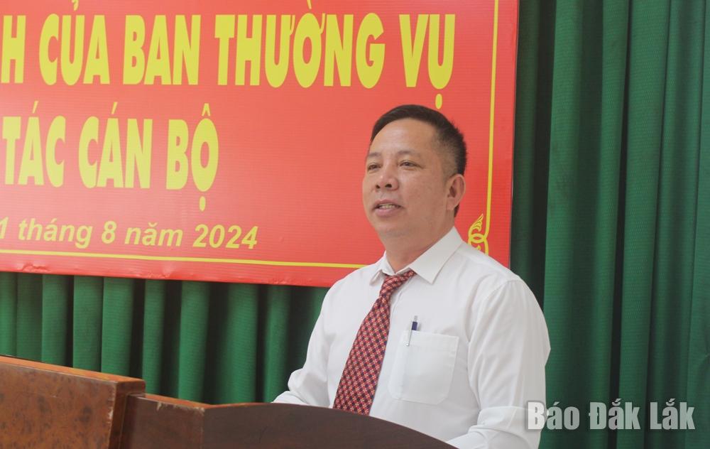 Phó trưởng Ban Tổ chức Tỉnh ủy Nguyễn Hữu Toàn phát biểu nhận nhiệm vụ.