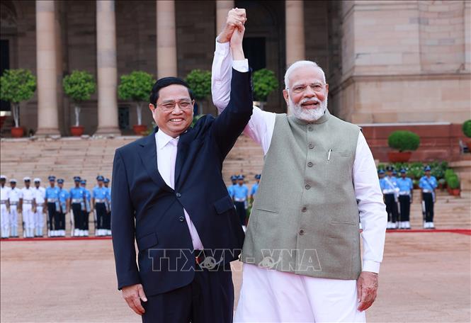 ​Thủ tướng Narendra Modi đón Thủ tướng Phạm Minh Chính​ thăm cấp Nhà nước đến Ấn Độ. 