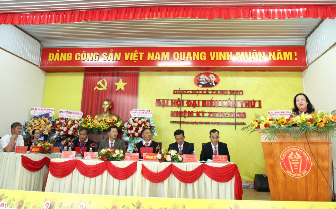 Đồng chí Cao Thị Hòa An phát biểu tại đại hội.