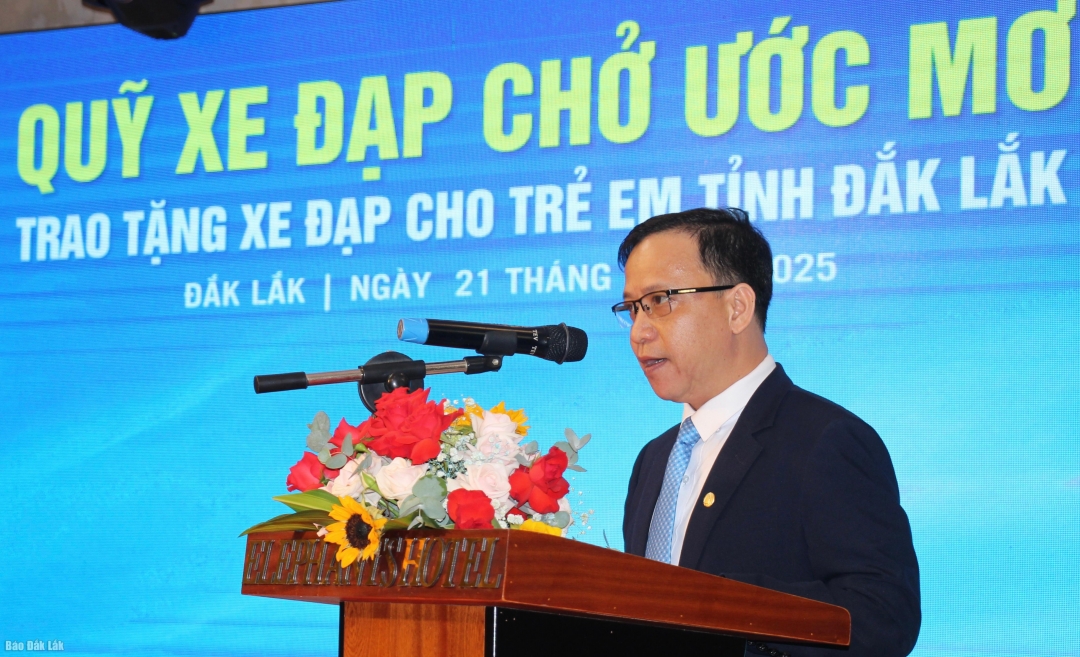 Ông Mai Tuấn Anh, Giám đốc Bảo Việt Nhân thọ Đắk Lắk phát biểu tại chương trình.