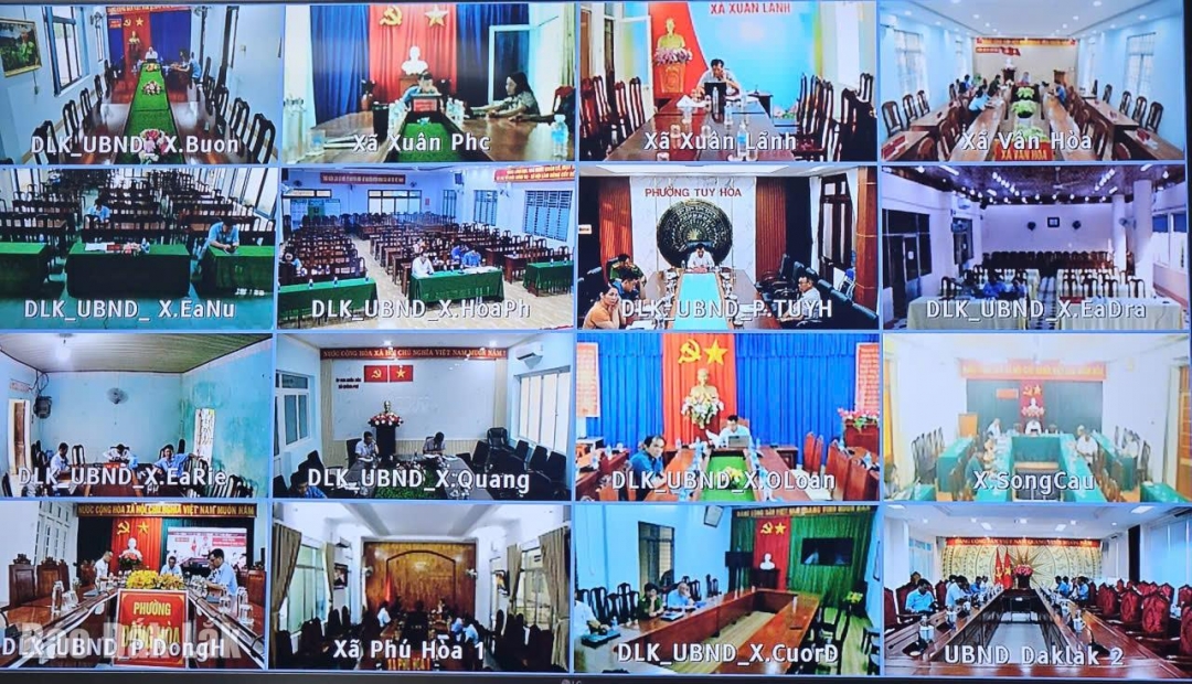 Hội nghị được kết nối trực tuyến đến các cơ quan, đơn vị, xã/phường trên địa bàn tỉnh.