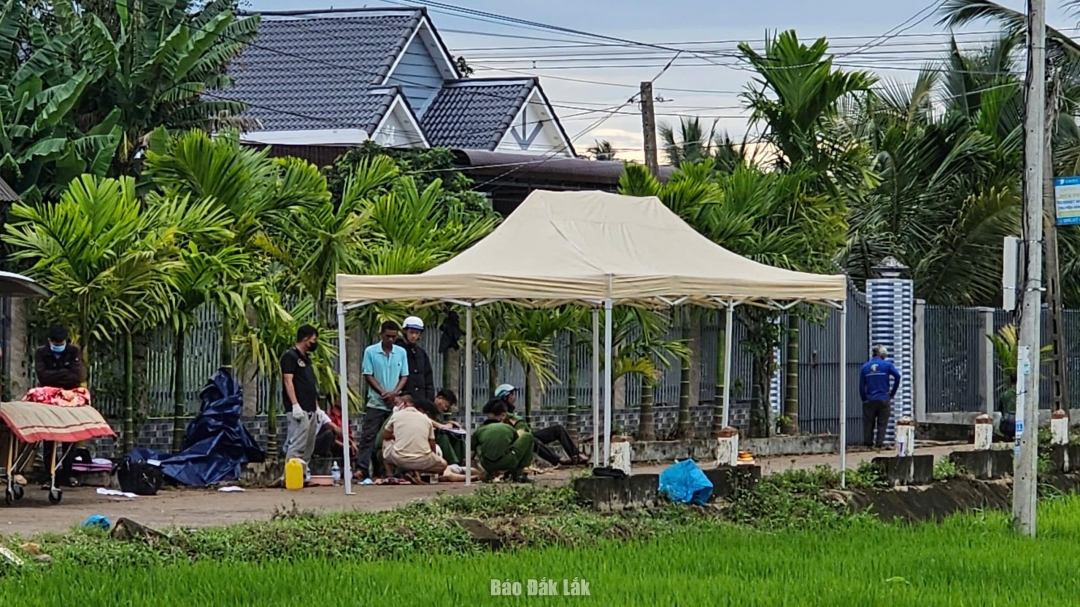 Cơ quan chức năng kiểm tra hiện trường vụ tai nạn.