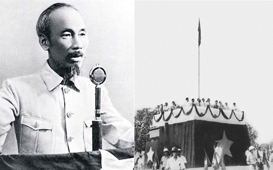 Ngày 2-9-1945, tại Quảng trường Ba Đình, Hà Nội, Chủ tịch Hồ Chí Minh đọc Tuyên ngôn Độc lập, khai sinh ra nước Việt Nam Dân chủ Cộng hòa, mở ra kỷ nguyên mới cho lịch sử dân tộc. Ảnh tư liệu 