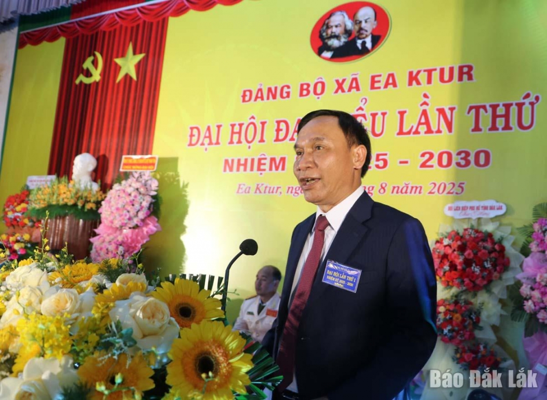 Ủy viên Ban Thường vụ Tỉnh ủy, Trưởng Ban Nội chính Tỉnh ủy Nguyễn Quốc Hoàn phát biểu chỉ đạo đại hội.