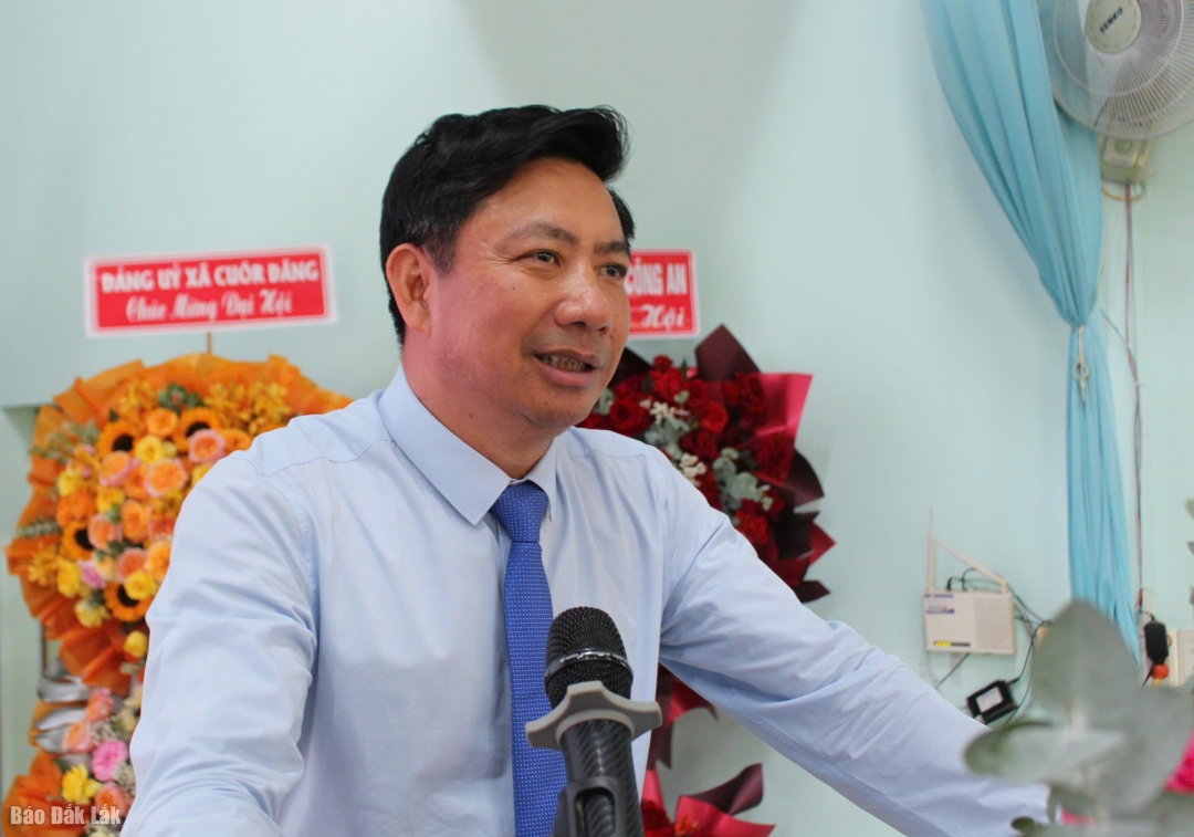 Đồng chí Nguyễn Thượng Hải, Ủy viên Ban Thường vụ Tỉnh Ủy, Trưởng Ban Tổ chức Tỉnh ủy phát biểu chỉ đạo đại hội. Ảnh: V.Phê