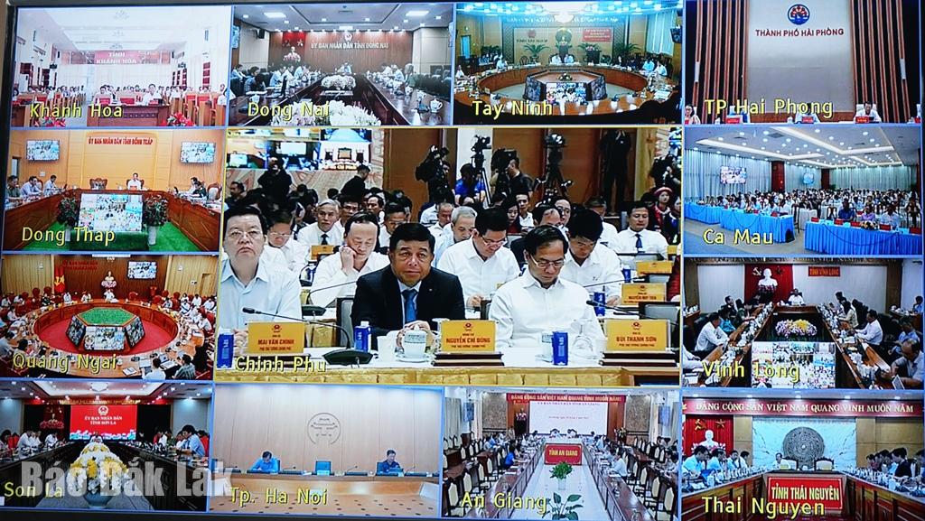 Các địa phương tham dự hội nghị tại các điểm cầu. (Ảnh chụp màn hình)