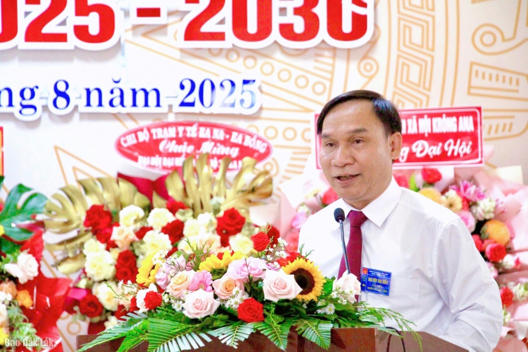 Đồng chí Nguyễn Quốc Hoàn, Ủy viên Ban Thường vụ Tỉnh ủy, Trưởng Ban Nội chính Tỉnh ủy phát biểu chỉ đạo đại hội.