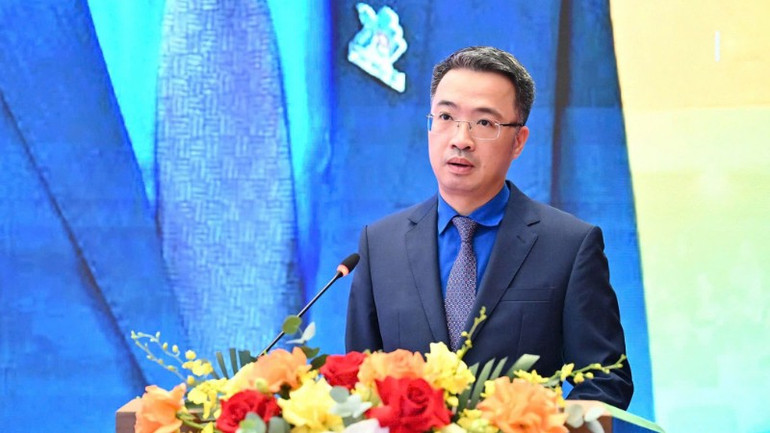 Bí thư Trung ương Đoàn Thanh niên Cộng sản Hồ Chí Minh Nguyễn Tường Lâm phát biểu.
Ảnh: THẾ ANH/Báo Nhân Dân